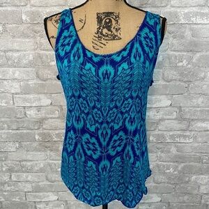 Maurices Two Tone Blue Print Tank Top